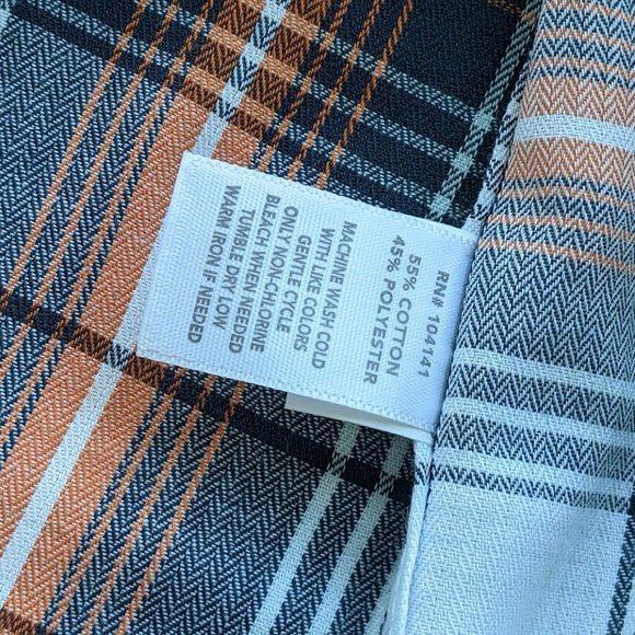 Field & Stream Men's Short Sleeve Button Up Flannel Shirt Size S/M, Orange Gray - Picture 5 of 5